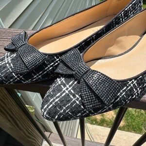 Talbots Black and White Loafers with Classic Bow